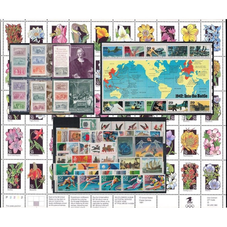 USA 1992 Annata completa 113v + 7 BF MNH**