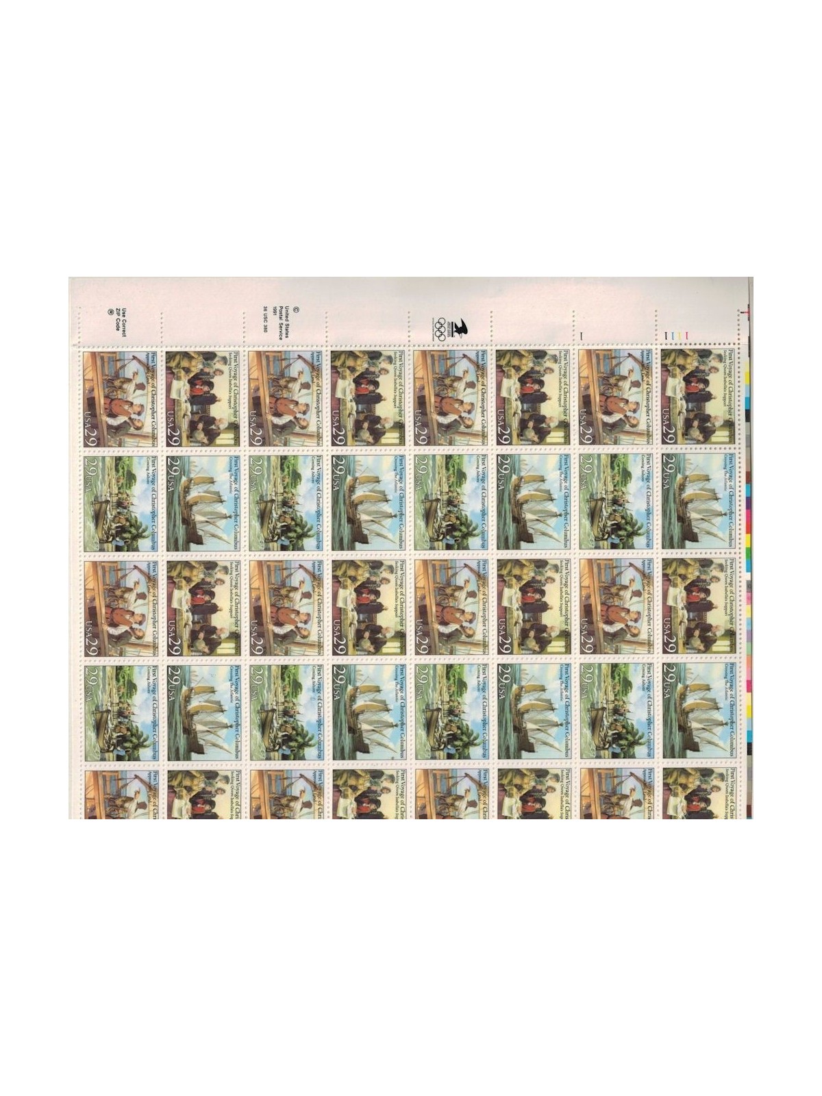 USA 1992 Viaggi di Colombo 1 foglio intero MNH**