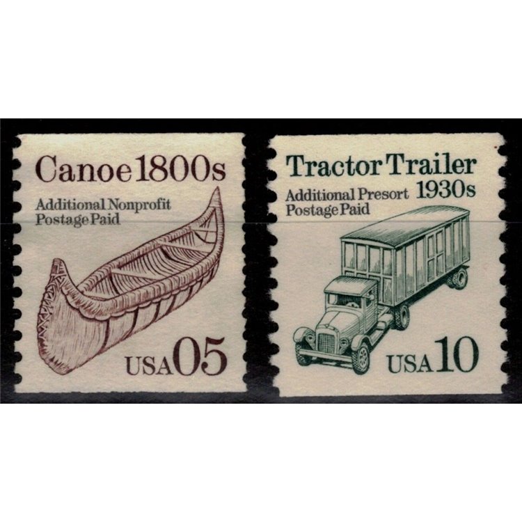USA 1991 Transportation (Canoe and Truck) 2v MNH**