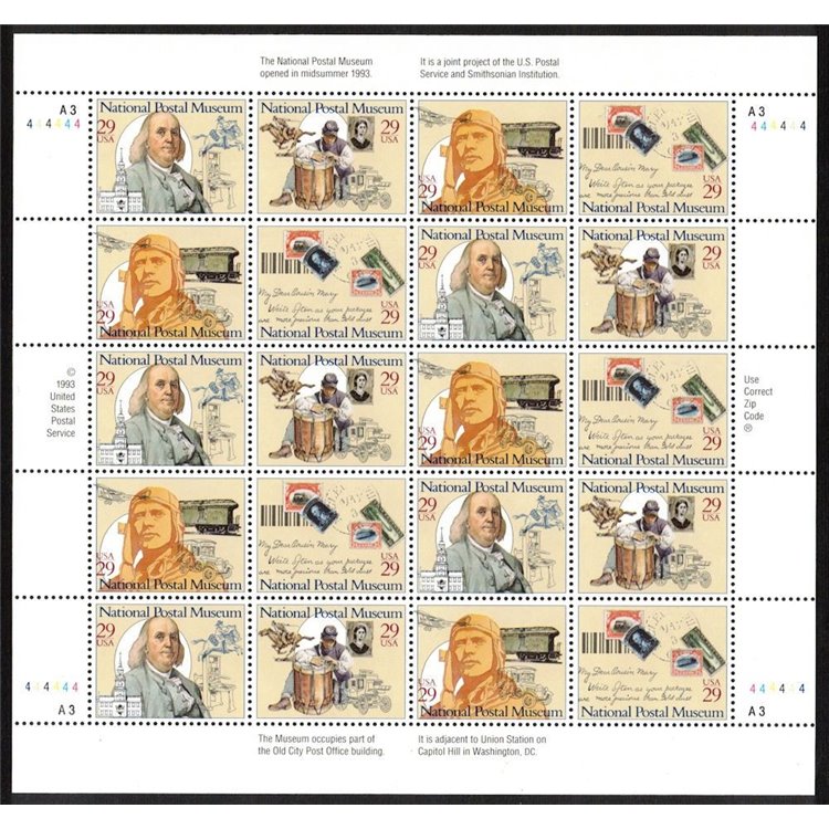 USA 1993 Museo Postale Nazionale (foglio intero) MNH**