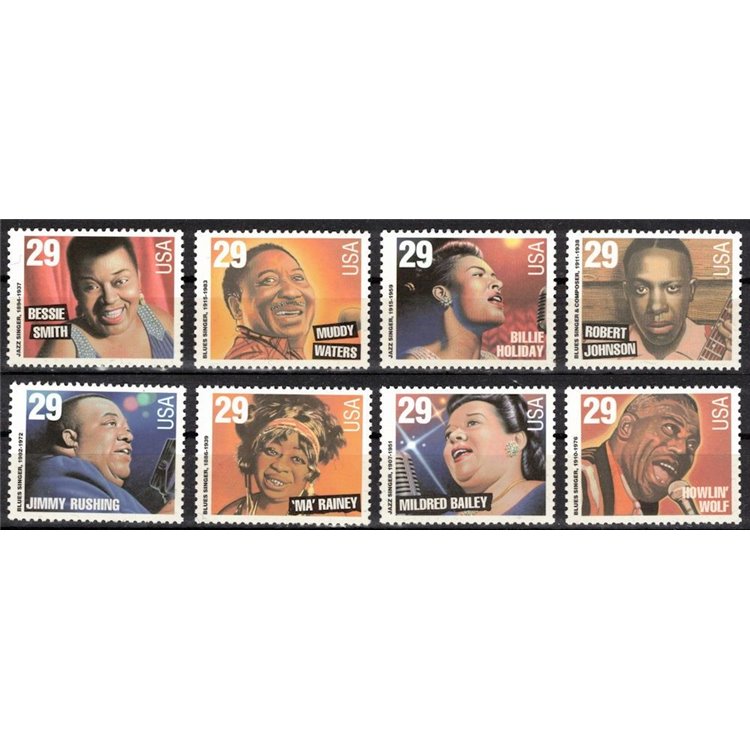 USA 1994 Cantanti blues e jazz 8v sciolti MNH**