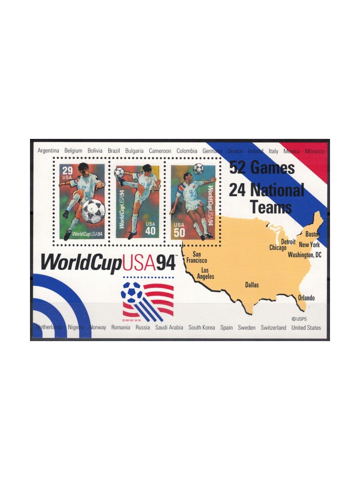 USA 1994 Coppa del mondo di calcio BF MNH**