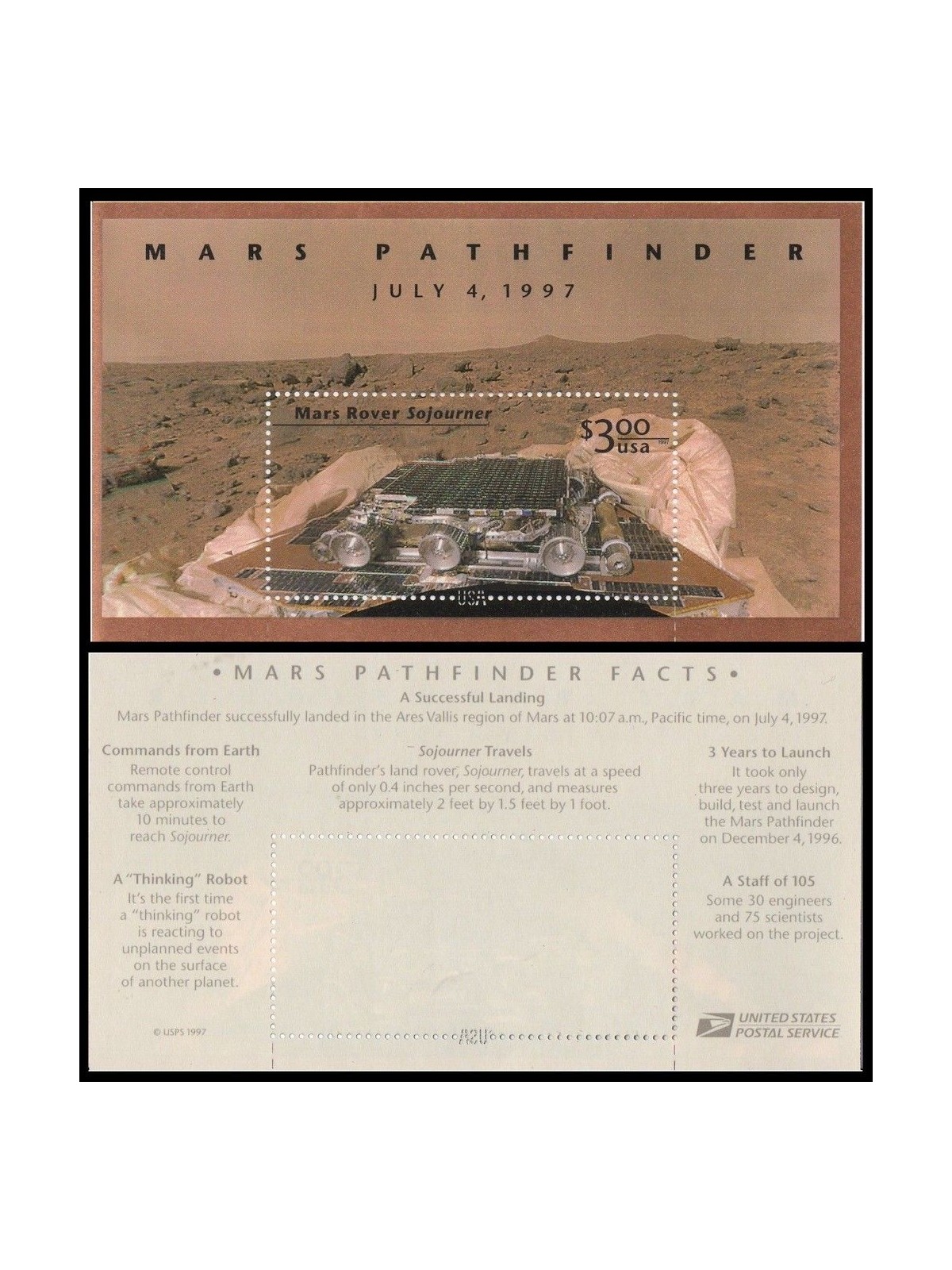 USA 1997 Mission to Mars (Pathfinder probe) s/s MNH**