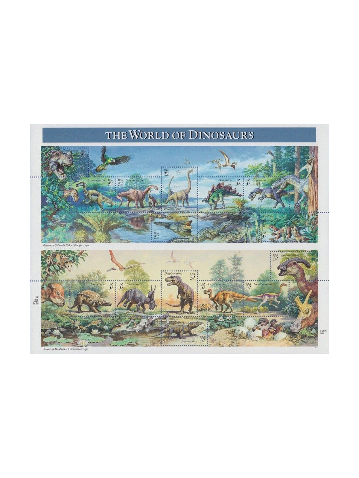 USA 1997 The World of Dinosaurs 15v MNH**