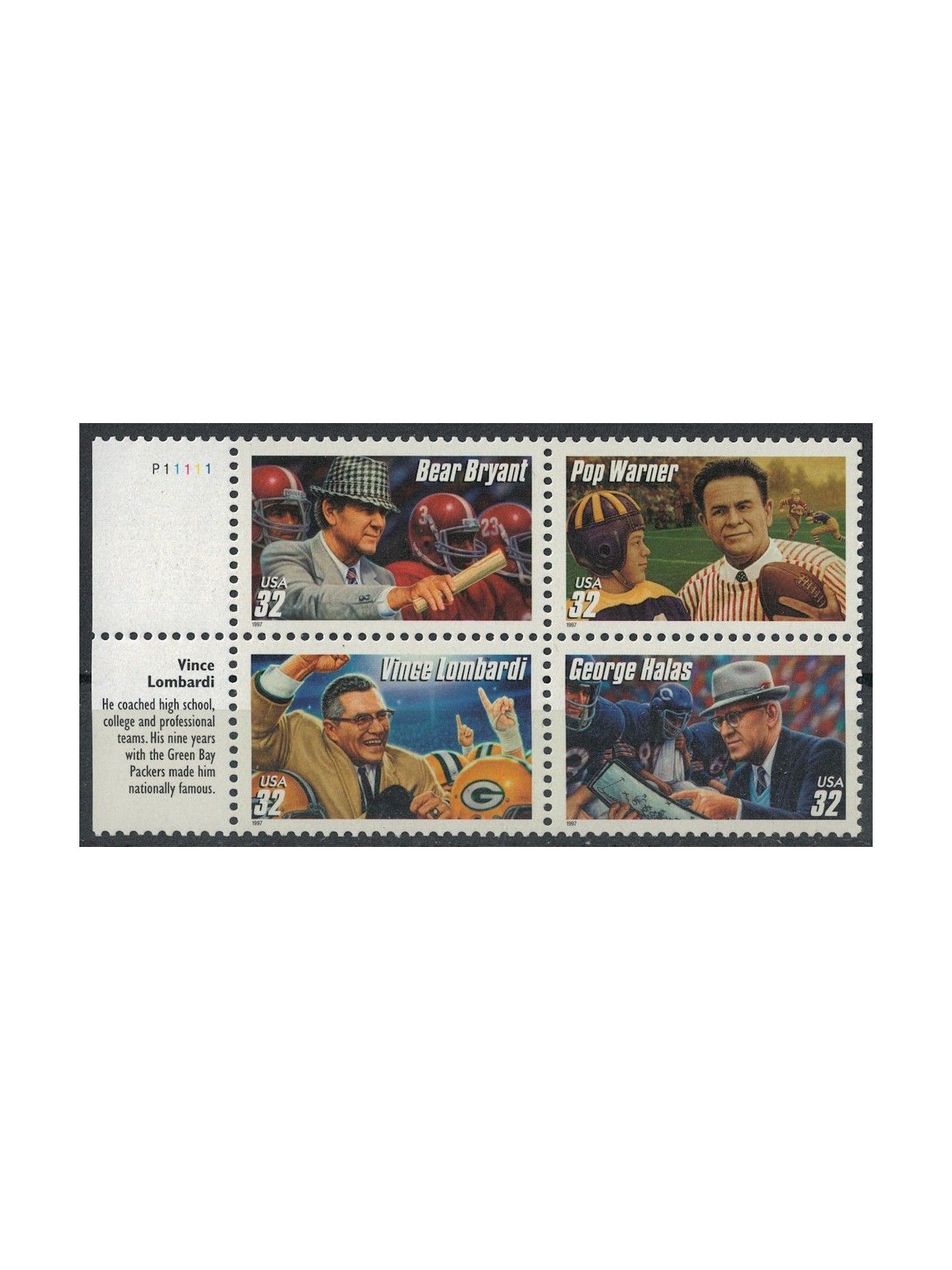 USA 1997 American Football Coaches (block) 4v MNH**