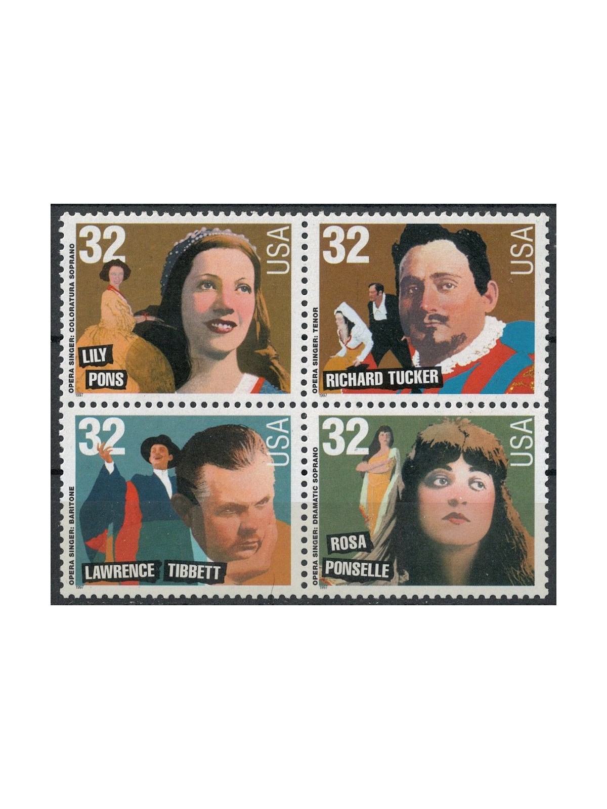 USA 1997 Leggende della musica, cantanti d'opera 4v MNH**