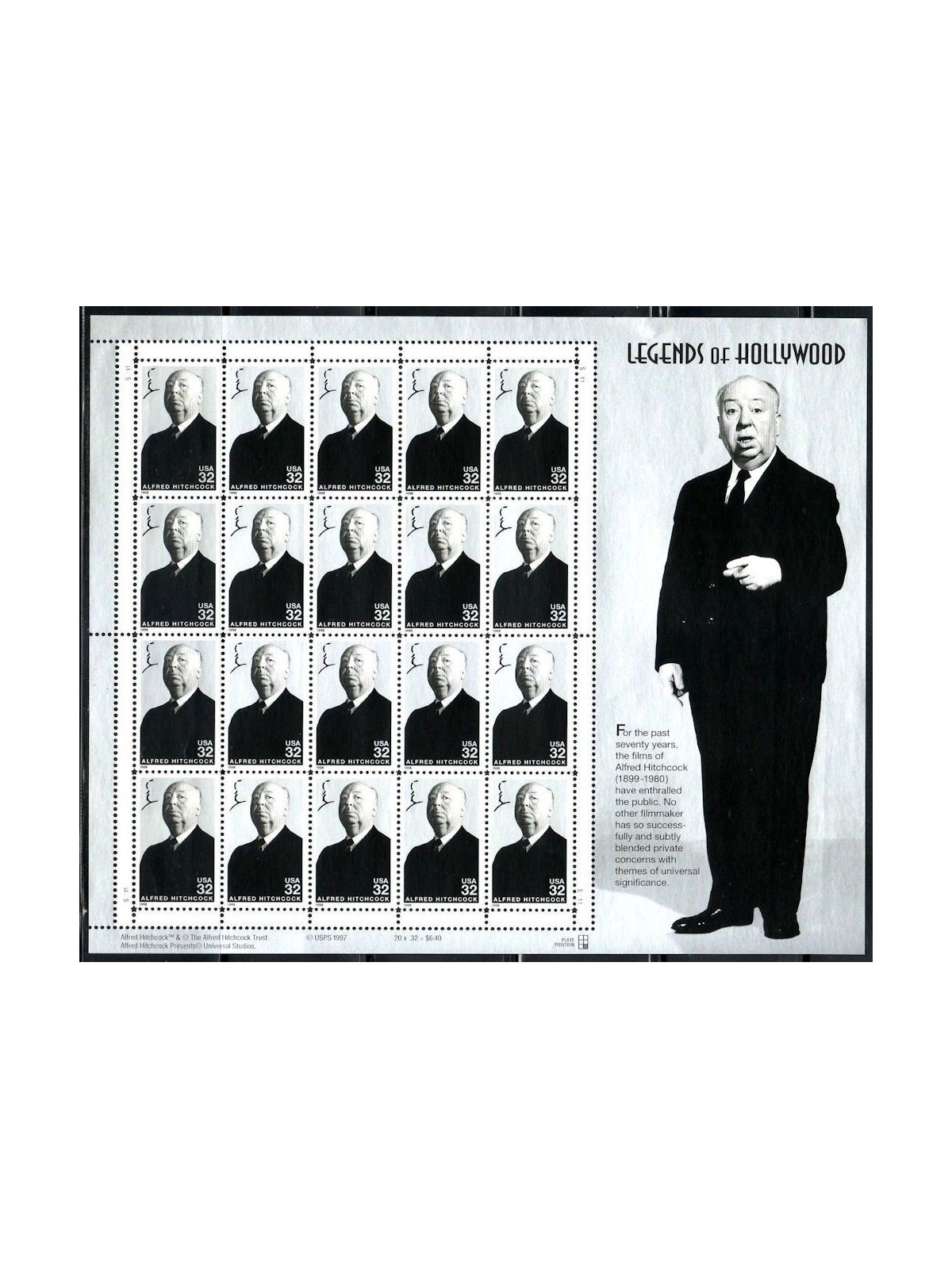 USA 1998 Alfred Hitchcock m/s MNH**