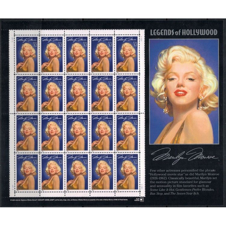 USA 1995 Legends of Hollywood (Marilyn Monroe) m/s MNH**