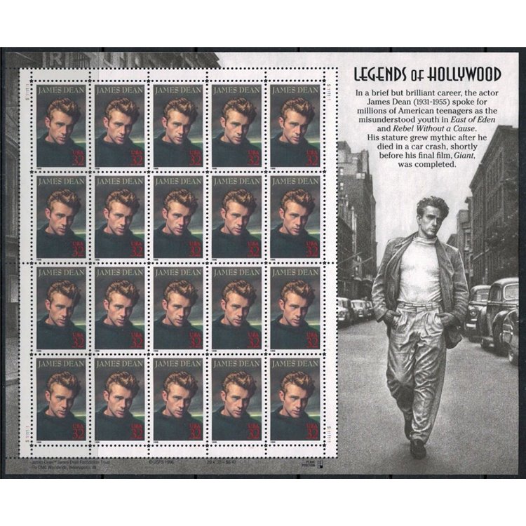 USA 1996 Legends of Hollywood (James Dean) m/s MNH**