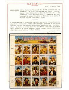 USA 1994 Leggende del west (con errore) 20v MNH** ©