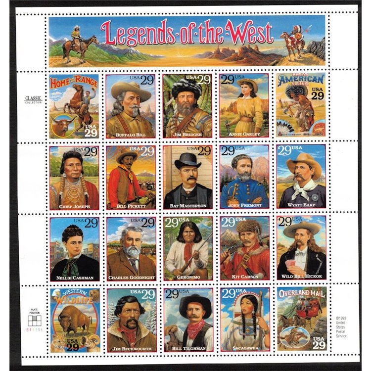 USA 1994 Legends of the West 20v MNH**