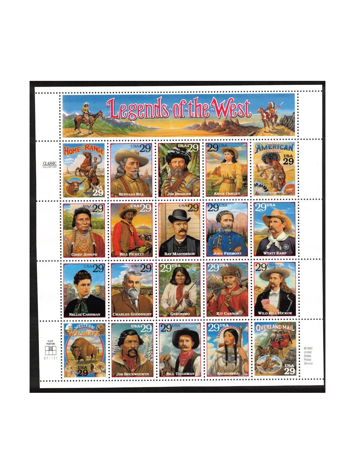 USA 1994 Leggende del west 20v MNH**