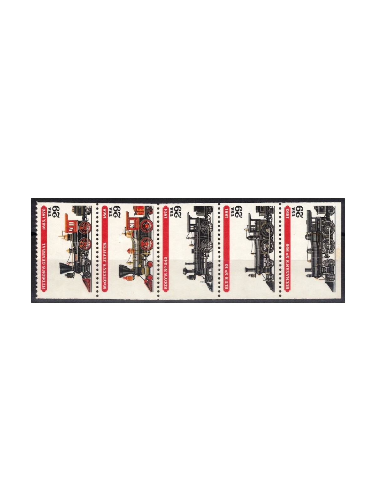 USA 1994 Vecchie locomotive a vapore 5v MNH**