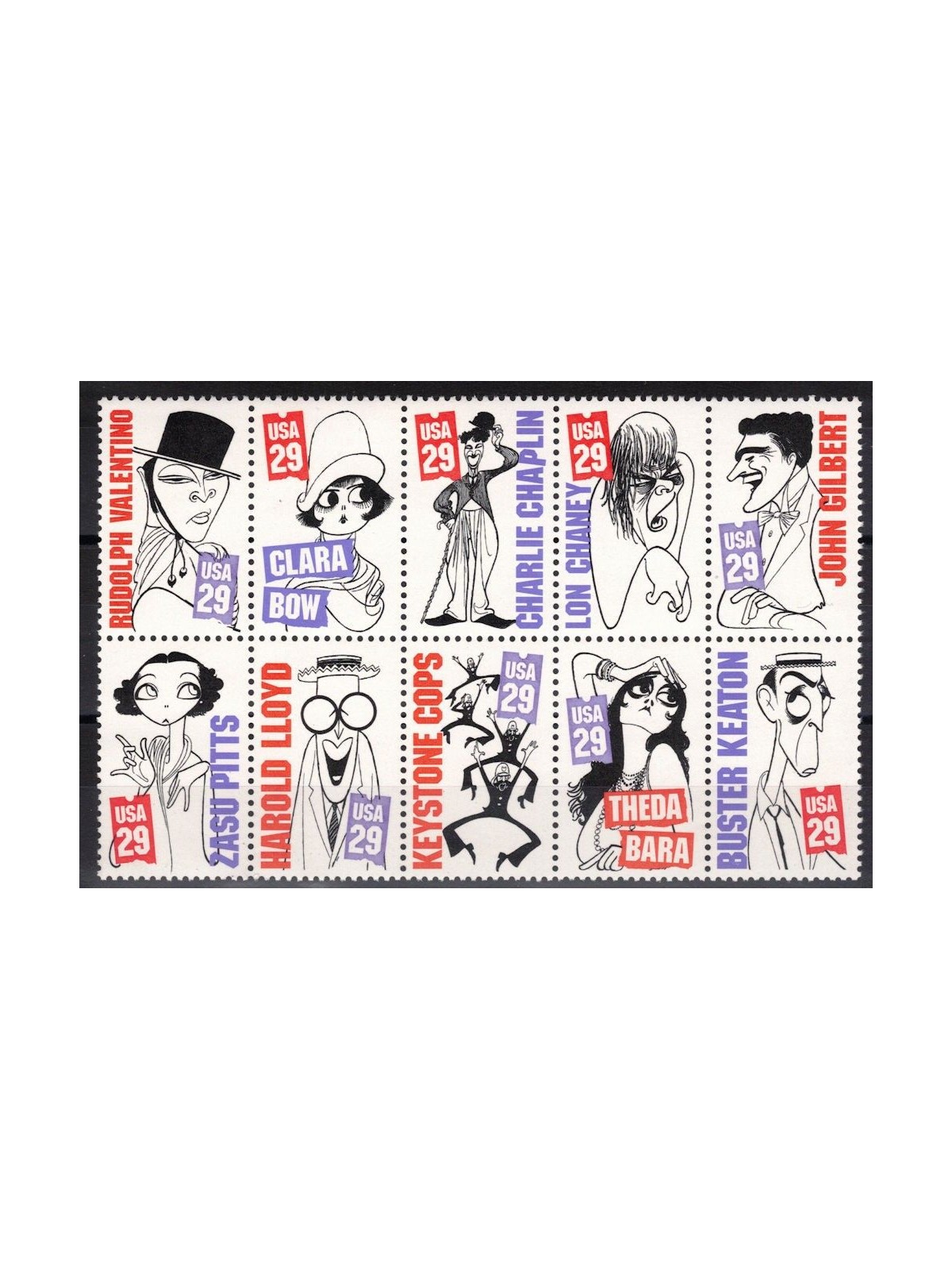 USA 1994 Stelle del cinema muto 10v MNH**