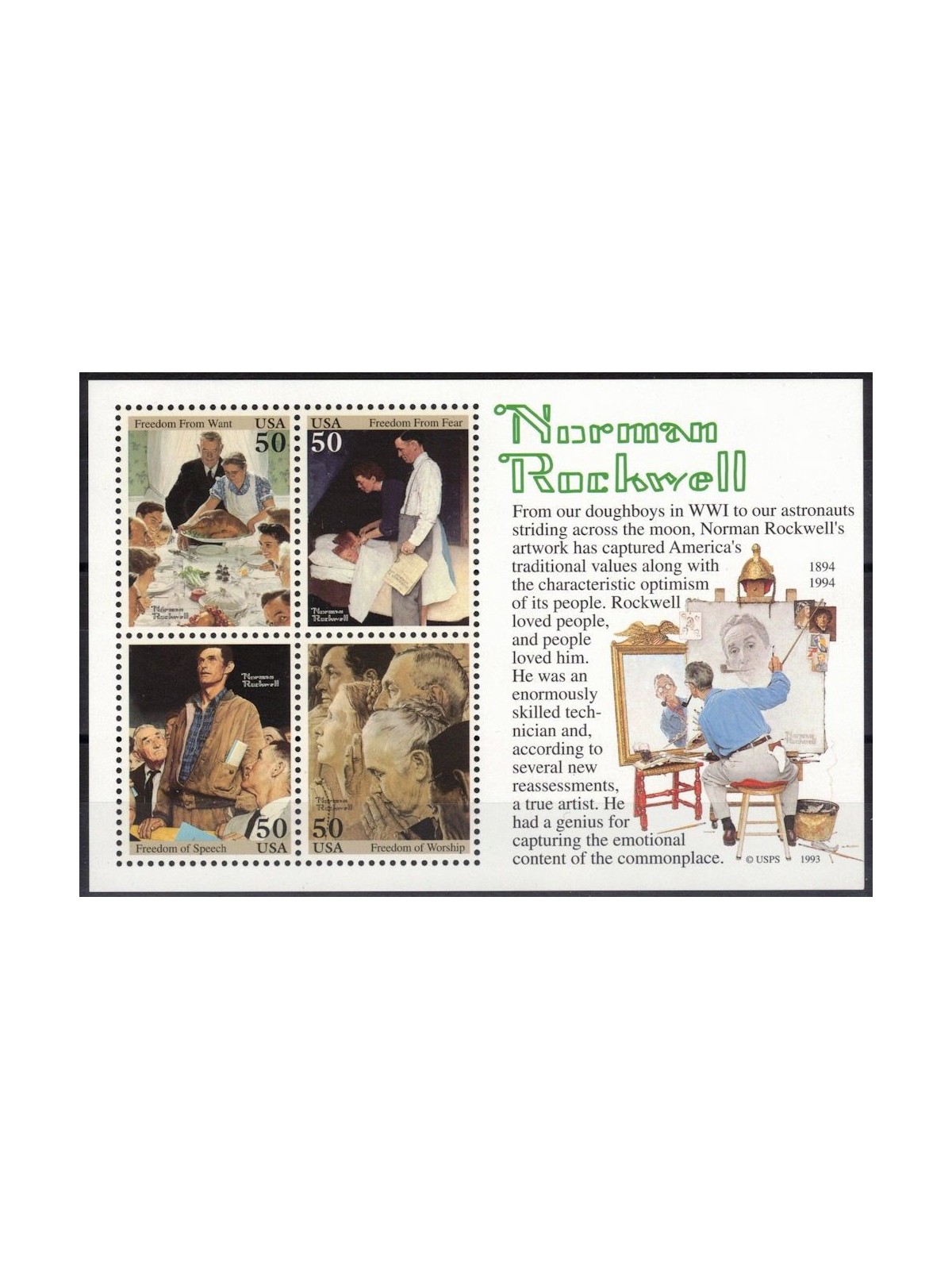 USA 1994 Norman Rockwell BF MNH**