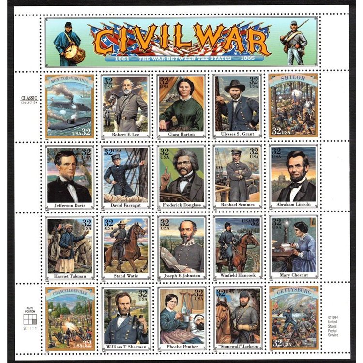 USA 1995 The Civil War 20v MNH**