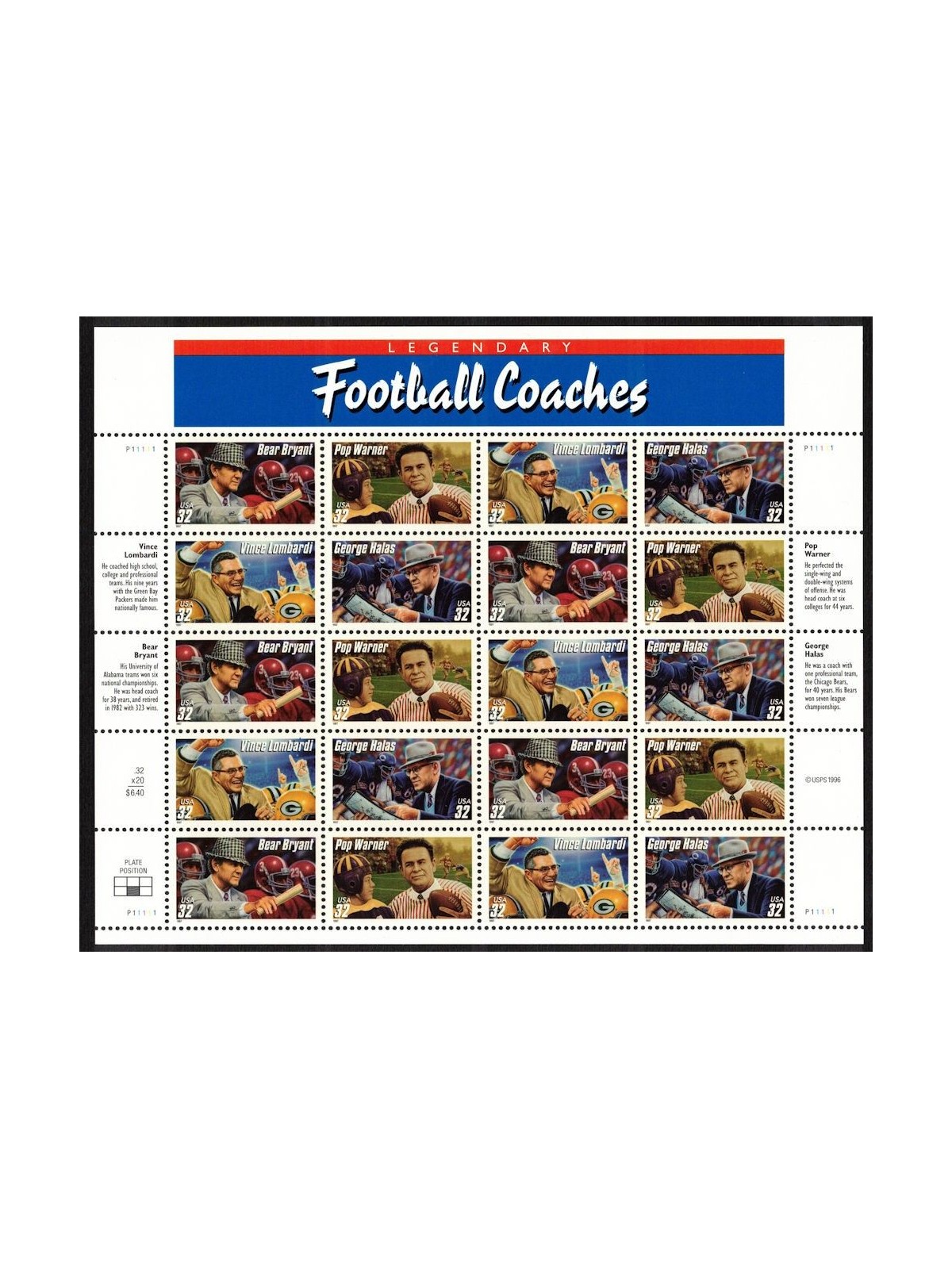 USA 1997 Allenatori di football americano MF MNH**