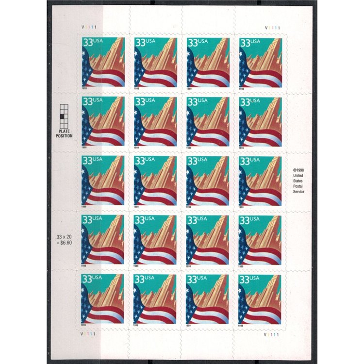 USA 1999 City and Flag m/s MNH**