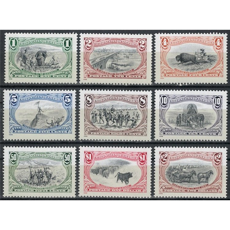USA 1998 Trans-Mississippi 9v MNH**