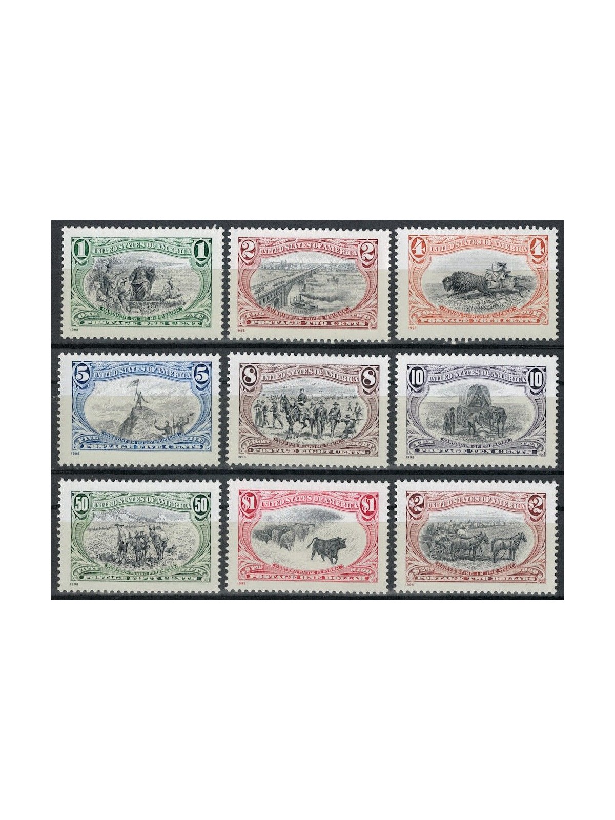 USA 1998 Trans-Mississippi 9v MNH**