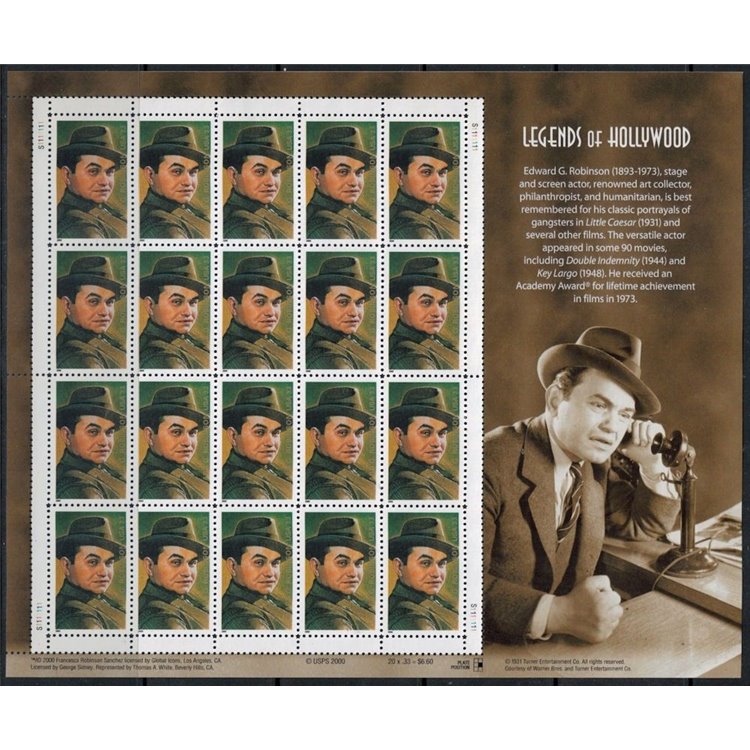 USA 2000 Legends of Hollywood (Edward G. Robinson) m/s MNH**