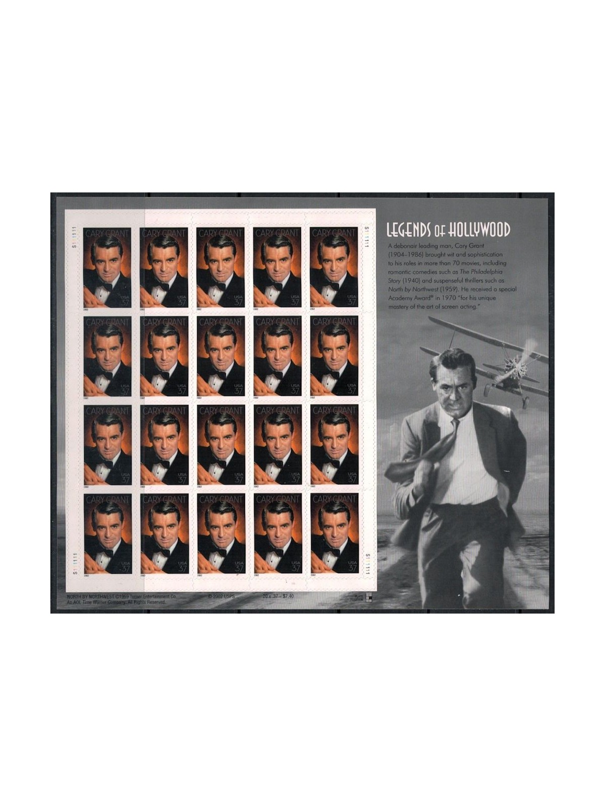 USA 2002 Legends of Hollywood (Cary Grant) m/s MNH**