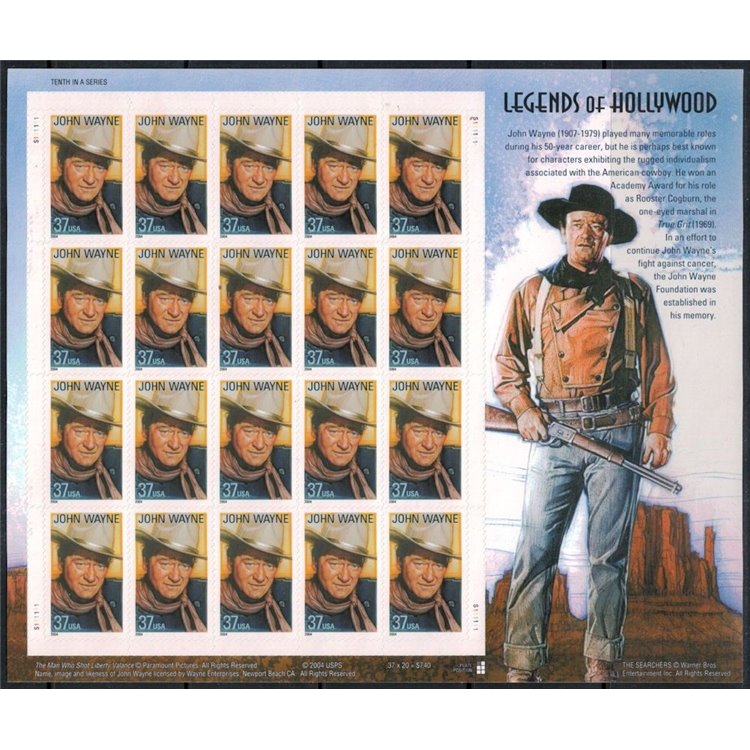 USA 2004 Legends of Hollywood (John Wayne) m/s MNH**