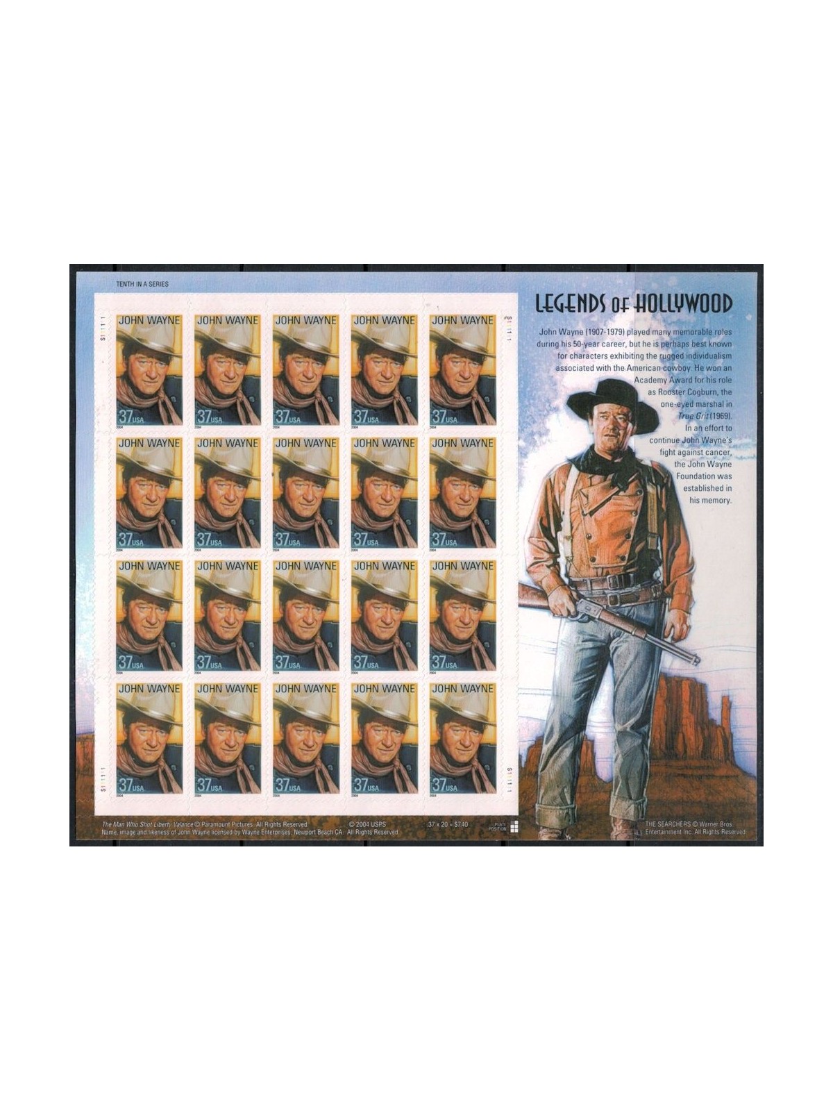 USA 2004 Legends of Hollywood (John Wayne) MF MNH**