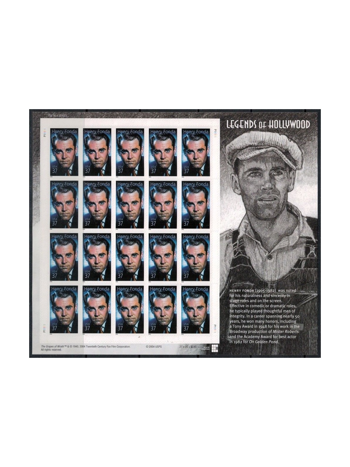 USA 2005 Legends of Hollywood (Henry Fonda) m/s MNH**