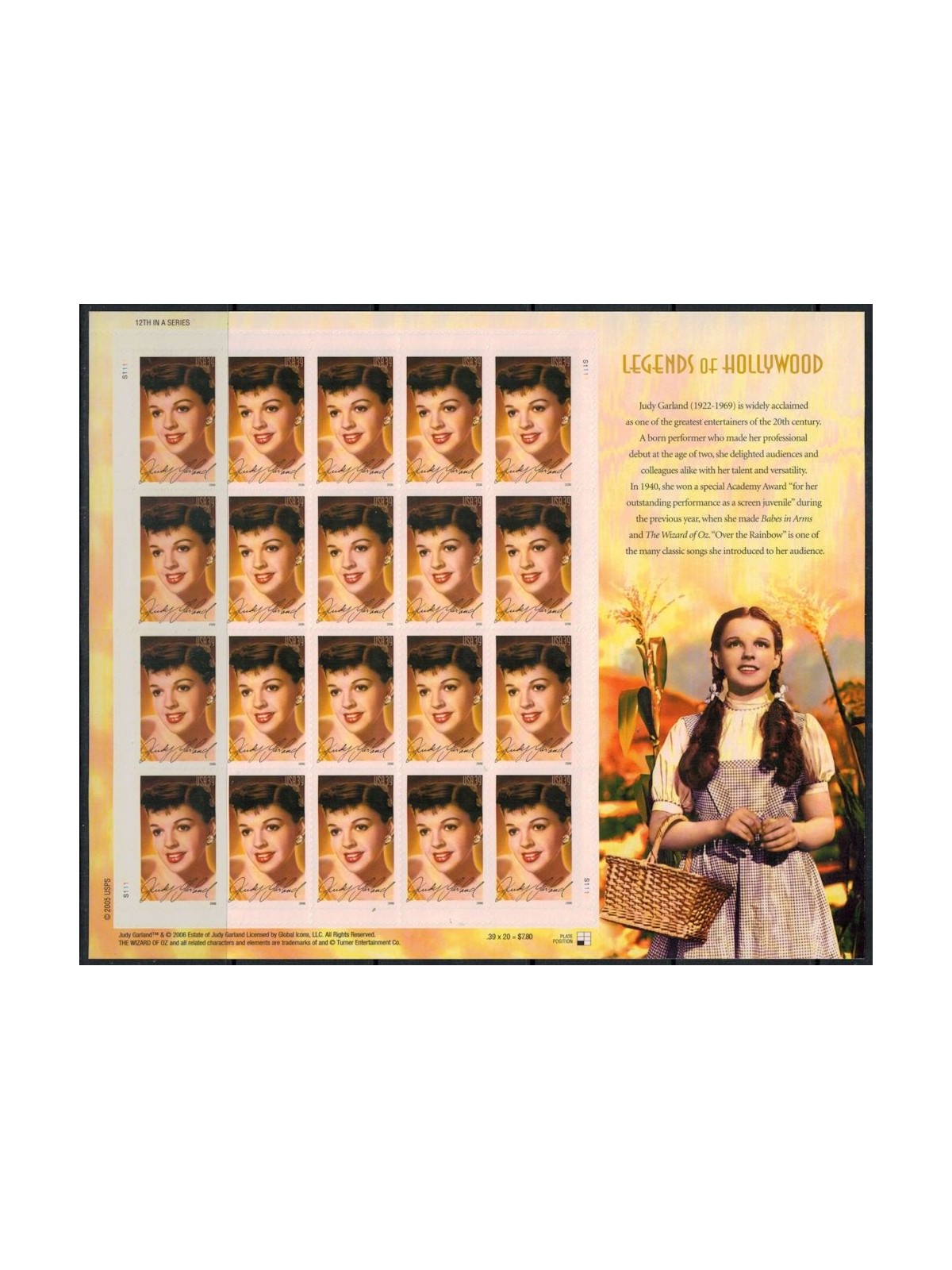 USA 2006 Legends of Hollywood (Judy Garland) m/s MNH**
