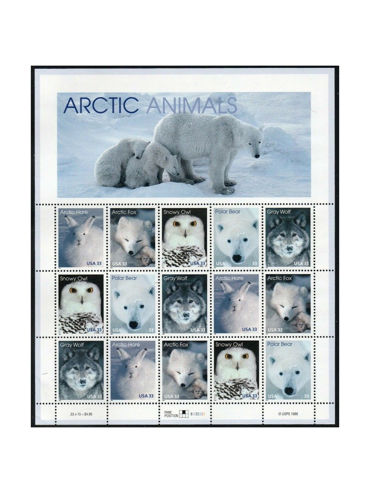USA 1999 Arctic Wildlife m/s MNH**