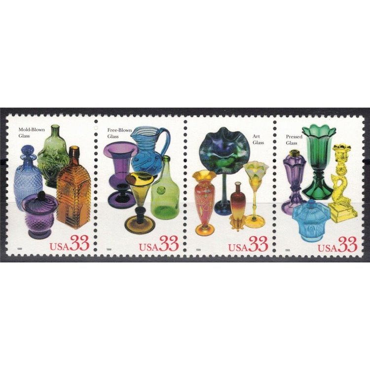 USA 1999 American Glass Art 4v MNH**