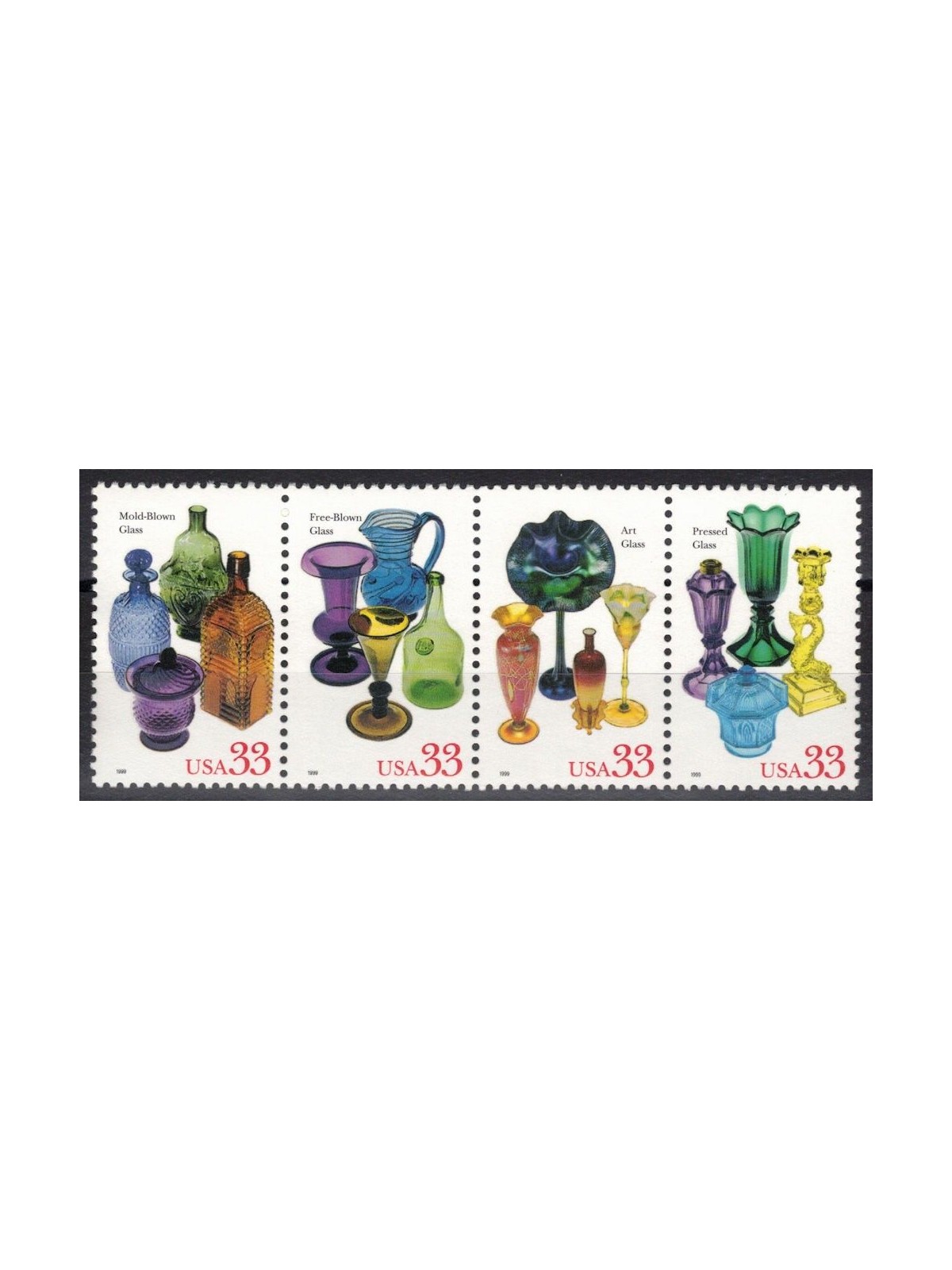 USA 1999 American Glass Art 4v MNH**