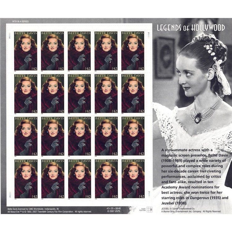 USA 2008 Legends of Hollywood (Bette Davis) MF MNH**