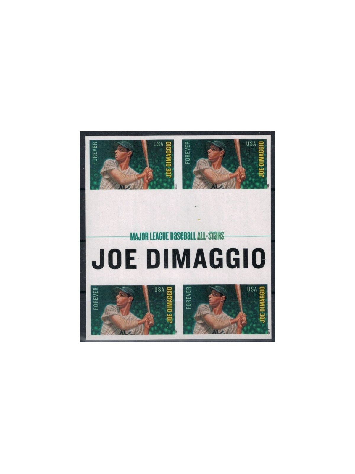 USA 2012 Baseball, Joe DiMaggio, Varietà 4v nd con ponte MNH**