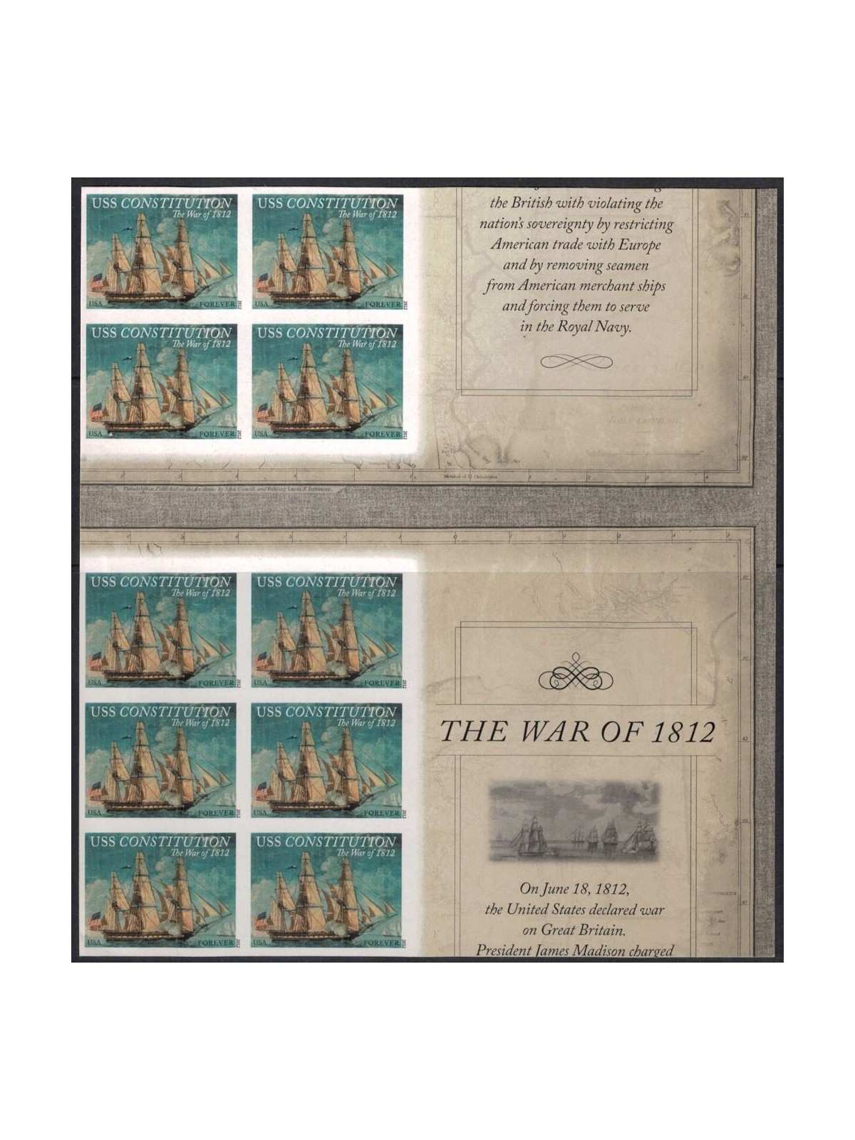 USA 2012 Guerra del 1812, Veliero, Varietà 10v nd MNH**