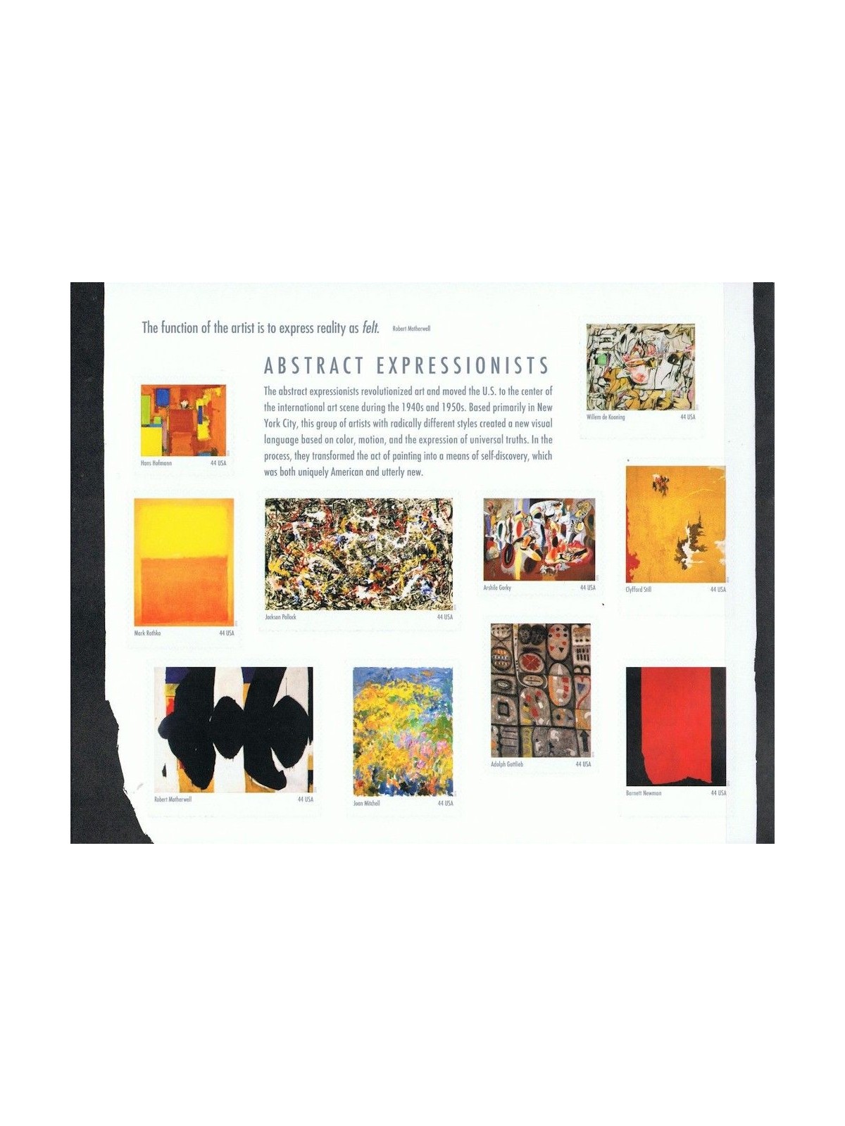 USA 2010 Abstract Expressionists 10v MNH**