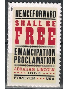 USA 2013 Abraham Lincoln, emancipazione MNH**