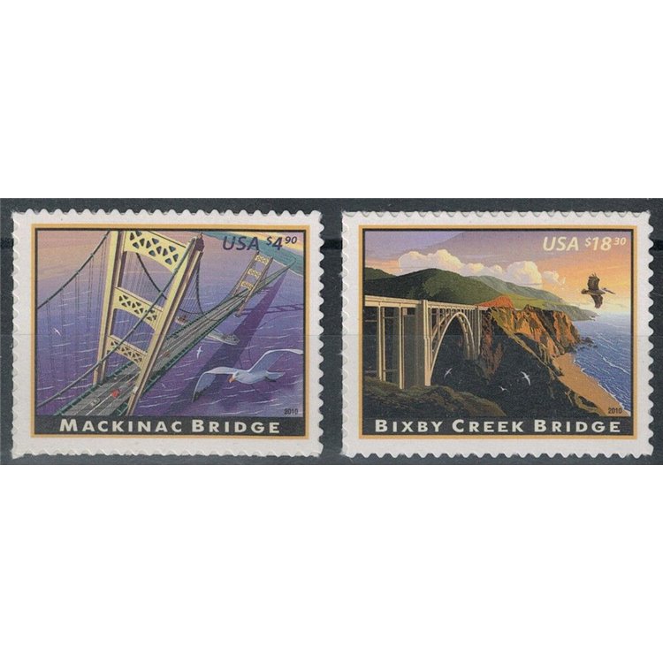 USA 2010 Bridges, Mackinac Bridge and Bixby Creek Bridge 2v MNH**