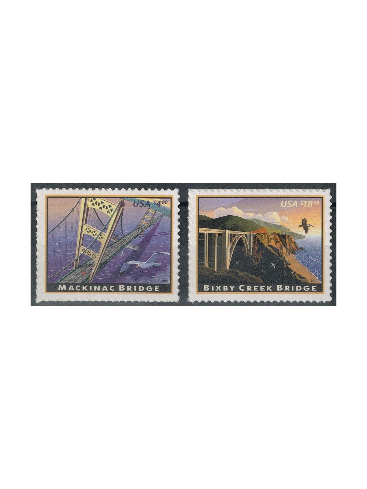 USA 2010 Bridges, Mackinac Bridge and Bixby Creek Bridge 2v MNH**