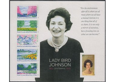 USA 2012 Lady Bird Johnson s/s MNH**