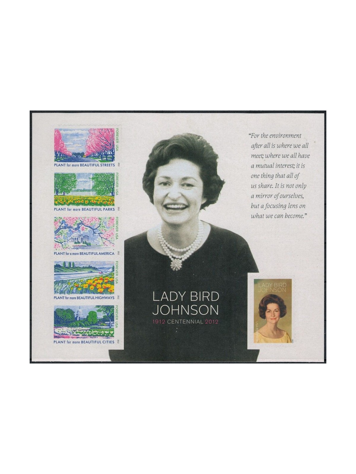 USA 2012 Lady Bird Johnson BF MNH**
