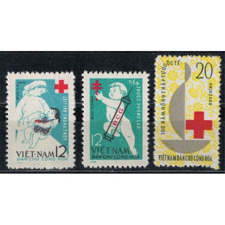 VIETNAM DEL NORD 1963 Croce Rossa 3v MNH**