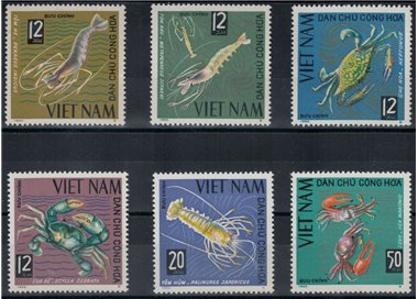 VIETNAM DEL NORD 1965 Granchi, aragoste 6v MNH**