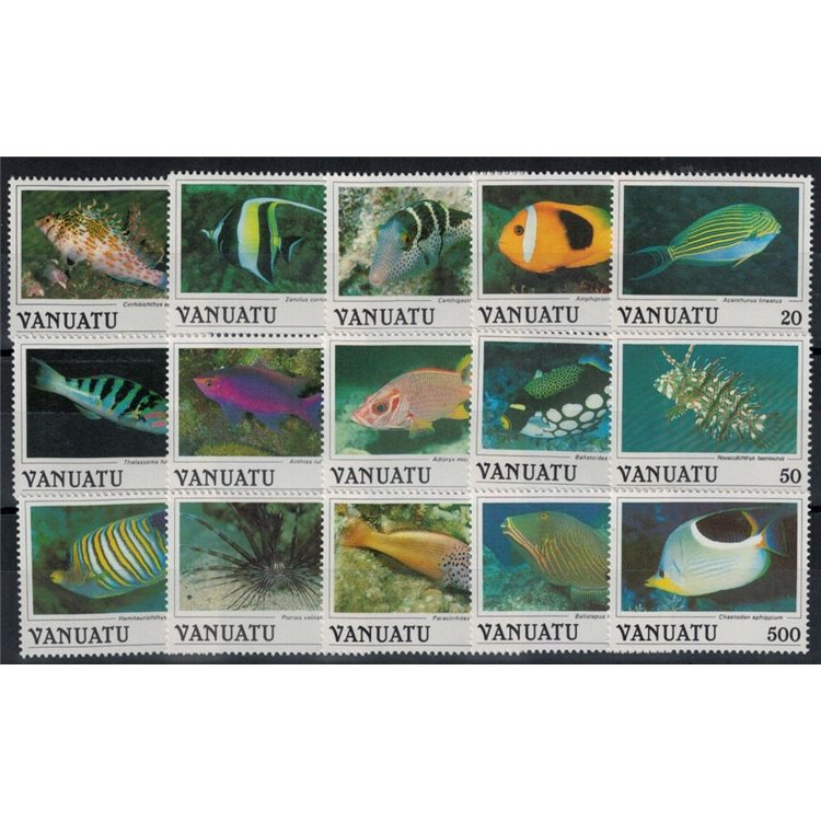 VANUATU 1987 Serie ordinaria (Pesci) 15v MNH**