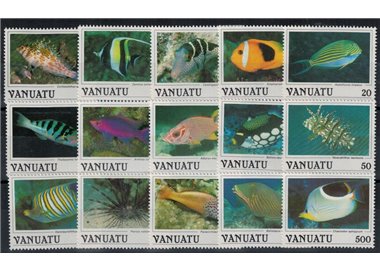 VANUATU 1987 Serie ordinaria (Pesci) 15v MNH**
