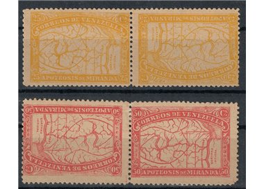 VENEZUELA 1896 25c ochre + 50c red Tête-bêche 4v MH* ©