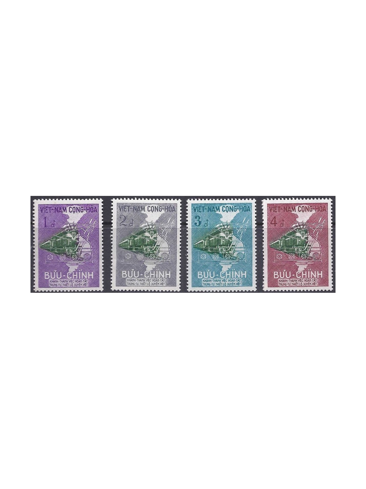 VIETNAM DEL SUD 1959 Ferrovia Saigon Dongha 4v MNH**