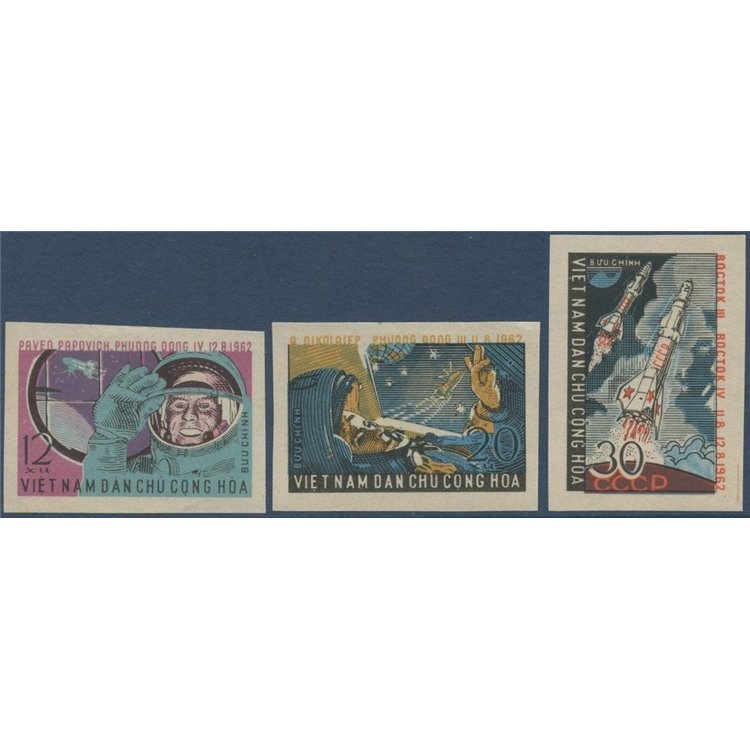 NORTH VIETNAM 1962 1st space flight in group 3v MNH**