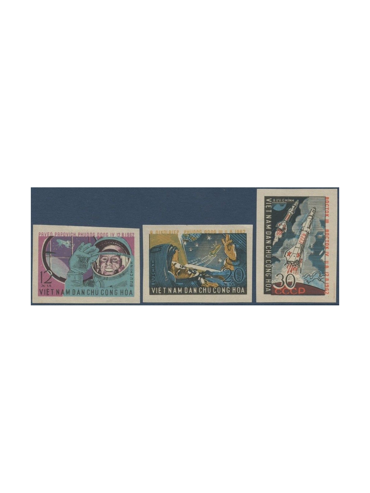 VIETNAM DEL NORD 1962 1° volo spaziale in gruppo 3v MNH**